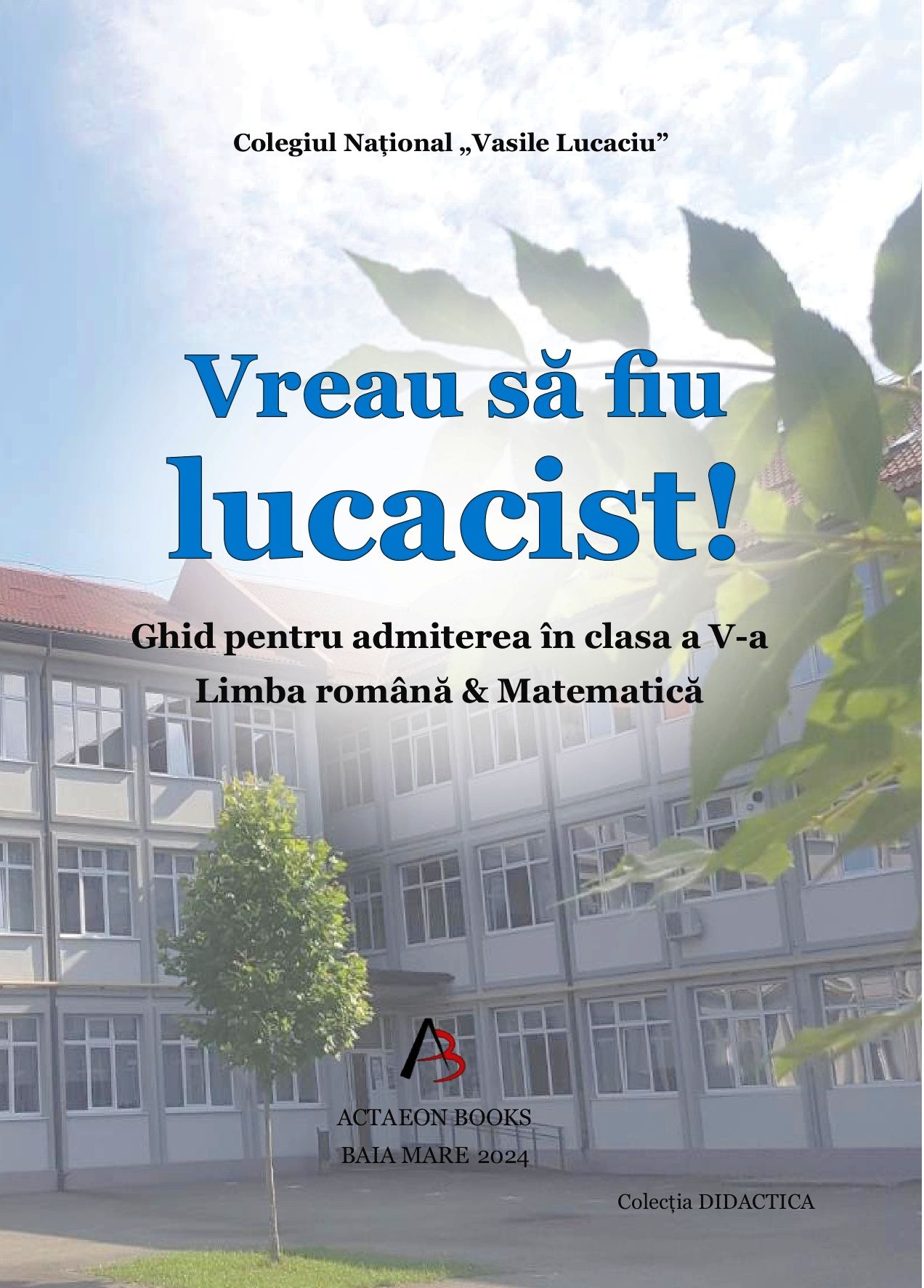 ARGUMENT
În virtutea caracterului elitist pe care și l-a consolidat de-a lungul anilor, prin rezultatele deosebite obținute de elevi la diferite concursuri, olimpiade, atestate și examene naționale, Colegiul Național „Vasile Lucaciu” oferă un mediu educațional propice formării și consolidării temeinice a competențelor, a valorilor și a atitudinilor prevăzute în programele școlare, precum și un ambient stimulativ pentru obținerea performanțelor de învățare. Conform legislației în vigoare, Colegiul Lucaciu organizează anual concursul de admitere în clasa a V-a, vizând selecția și configurarea unui colectiv de elevi ambițioși și pasionați de cunoaștere.
Prin prezenta culegere de teste la limba română și la matematică, venim în sprijinul elevilor din clasele primare, doritori să parcurgă nivelul gimnazial de școlarizare în cadrul Colegiului Național „Vasile Lucaciu”.
În acest sens, ghidul nostru se constituie din 25 de teste la limba română și 26 de teste la matematică, la care se adaugă variante ale subiectelor de matematică propuse la concursurile desfășurate în anii anteriori. Acestea sunt însoțite de baremele de notare și corectare aferente, incluzând sugestii de răspuns atent elaborate. Testele propuse respectă tiparul subiectelor concepute pentru concursul de admitere, oferind elevilor o direcție orientativă în demersul de învățare și de consolidare a cunoștințelor vizate. Urmărim astfel exersarea unor competențe de bază pentru asigurarea potențialului intelectual necesar, atât în vederea abilităților de comunicare, de utilizare corectă și adecvată a limbii române, cât și a celor cu referire la gândirea analitică și la raționamentului matematic.
Cu încrederea că acest material se valorizează, prin scopul său îndrumător, ca instrument util în pregătirea viitorilor lucaciști, le dorim tuturor un parcurs evolutiv senin și inspirat.
Mult succes!
Autorii SIMONA SĂLĂJAN ALINA DORLE NATALIA FĂRCAȘ (COORDONATORI) VREAU SĂ FIU LUCACIST!